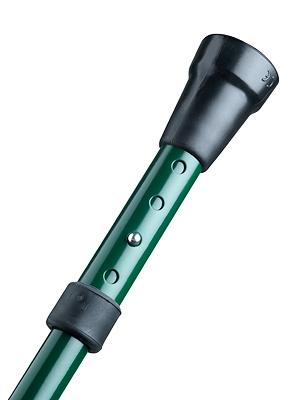 Walking stick with seat dark green foldable and height adjustable with bag and reflector clip