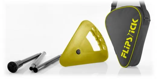Sitzstock faltbar und höhenverstellbar gelb mit Tasche